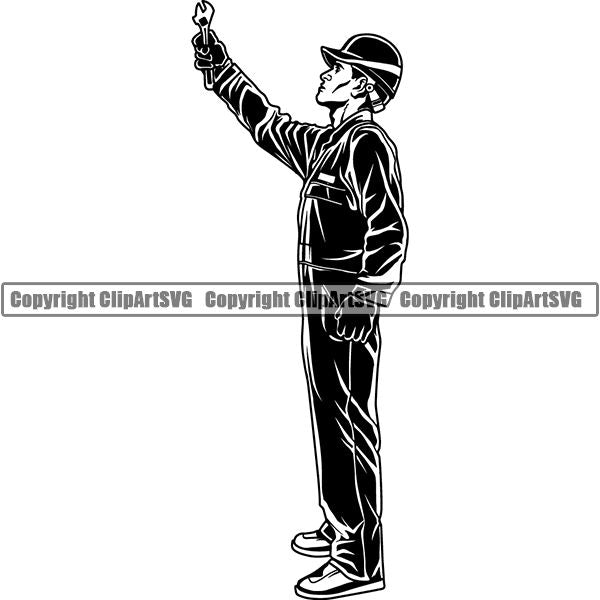 Construction Building Repair Service Worker ClipArt SVG