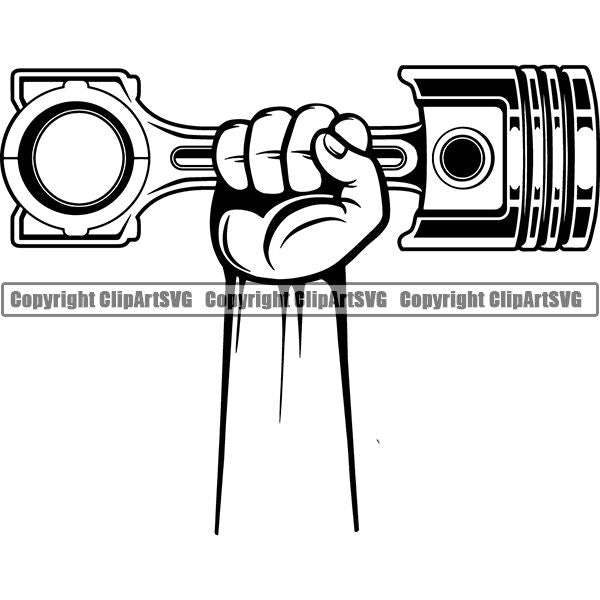 Mechanic Repair Shop Garage Engine Piston ClipArt SVG