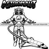 Astronaut Outer Space Shuttle Sci-Fi Science Fiction Logo ClipArt SVG