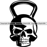 Gym Sports Bodybuilding Fitness Muscle Kettle Bell Skull Skeleton Scary Evil Horror Halloween Death Dead ClipArt SVG