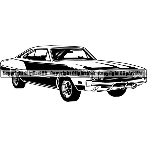 Sports Car Vintage Retro Classic ClipArt SVG