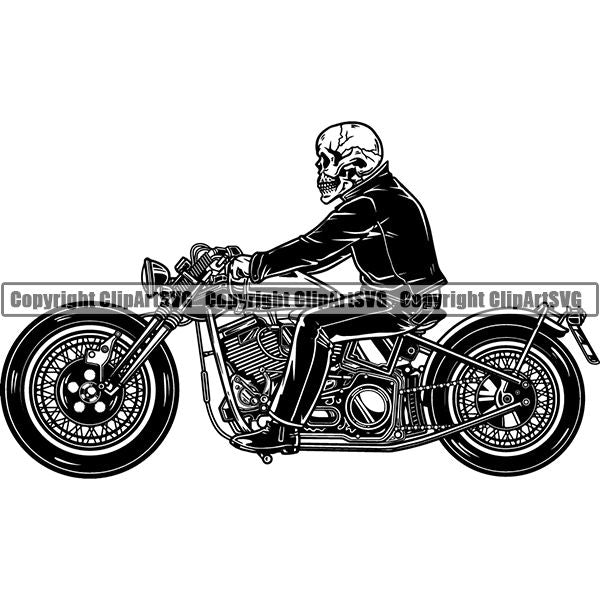 Motorcycle Bike Chopper Biker ClipArt SVG