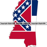 State Flag Map Mississippi ClipArt SVG