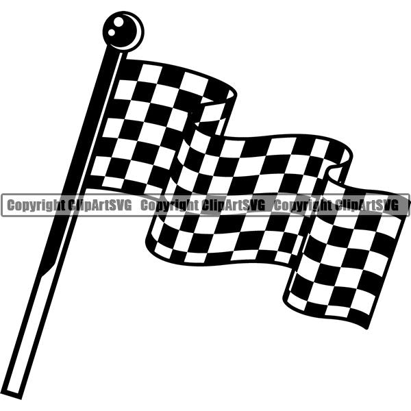 Sports Car Racing Checkered Flag ClipArt SVG