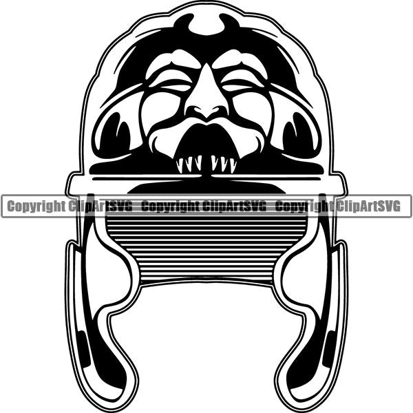 Spartan Warrior Gladiator Mask Helmet ClipArt SVG