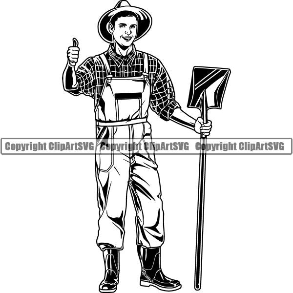 Farming Farmer Farm Organic Shovel ClipArt SVG