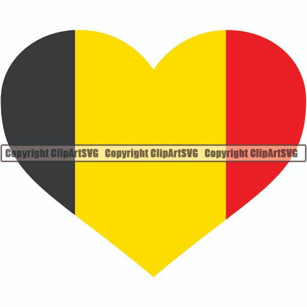 Country Flag Heart Belgium ClipArt SVG
