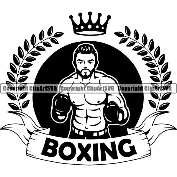 Sports Boxing Boxer MMA Fighter Logo ClipArt SVG