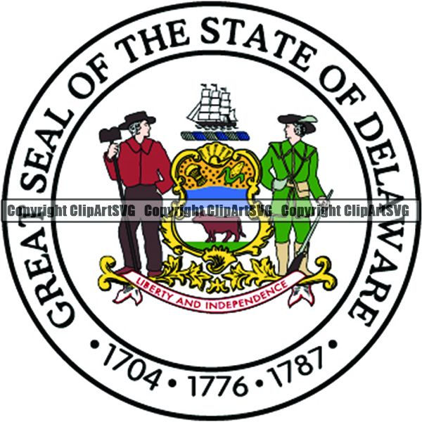 State Flag Seal Delaware ClipArt SVG