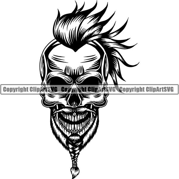 Viking Warrior Skull ClipArt SVG