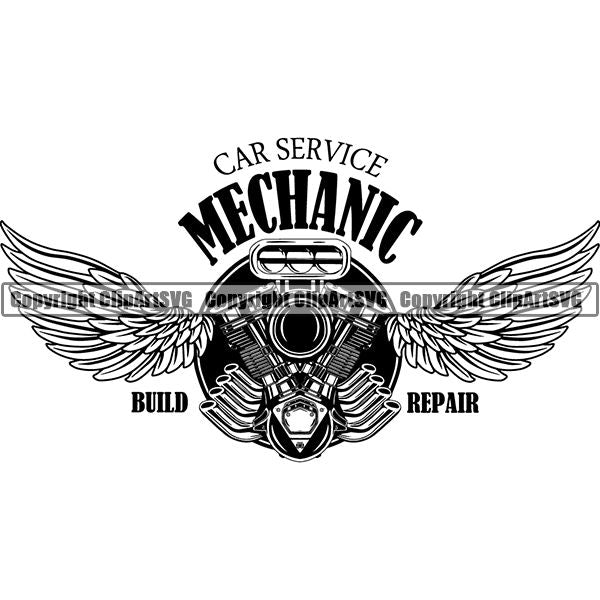 Mechanic Repair Shop Garage Logo ClipArt SVG