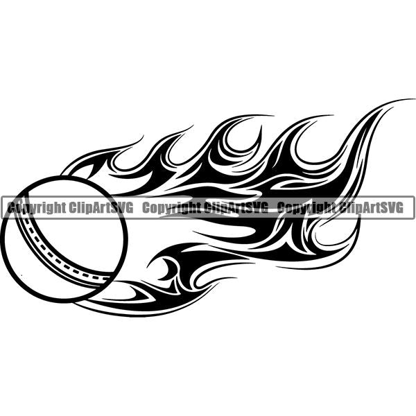 Sports Game Cricket Fire ClipArt SVG
