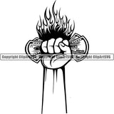 Hand Holding Money On Fire Flames White Background Design Element Business Finance Cash Payment Currency Dollar Investment Banking Bank Wealth Stack Concept Rich Advertising Art Logo Clipart SVG