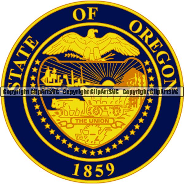 State Flag Seal Oregon ClipArt SVG