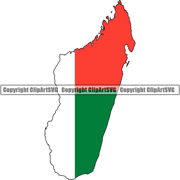 Country Flag Map Madagascar ClipArt SVG