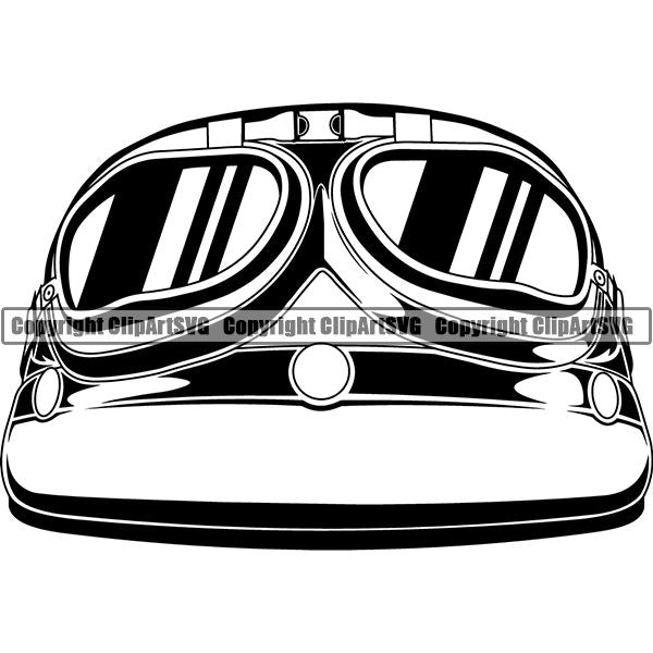 Motorcycle Bike Chopper Helmet Googles ClipArt SVG
