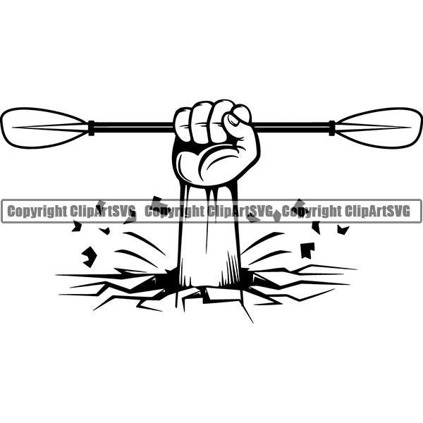 Kayak Kayaking Canoe Canoeing Raft Rafting Paddle Ore Logo ClipArt SVG