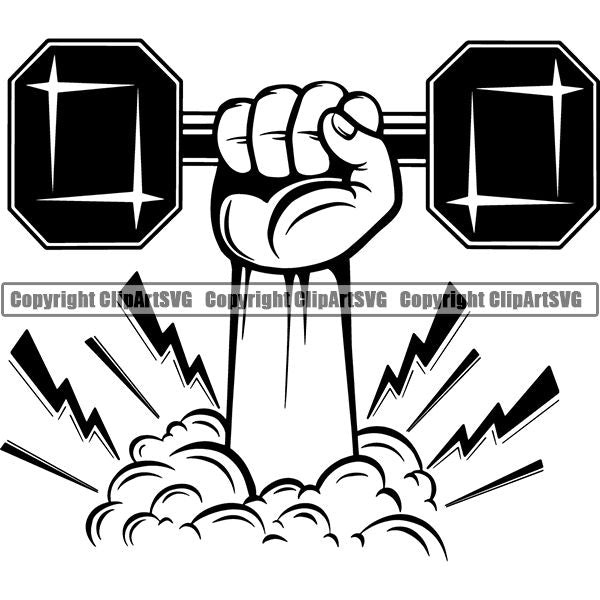 Gym Sports Bodybuilding Fitness Muscle Dumbell ClipArt SVG