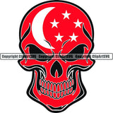 Country Flag Skull Singapore ClipArt SVG