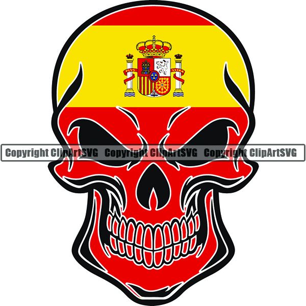 Country Flag Skull Spain ClipArt SVG
