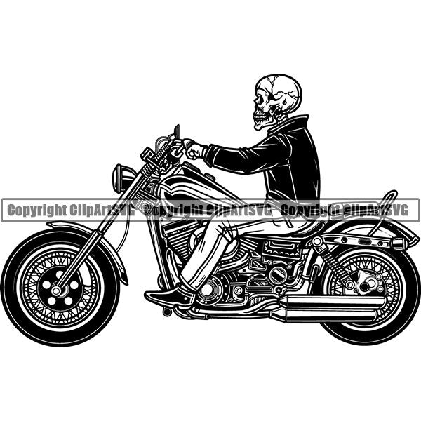 Motorcycle Bike Chopper Biker ClipArt SVG