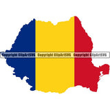 Country Flag Map Romania ClipArt SVG