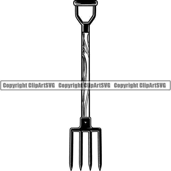 Hobby Gardening Shovel Pick Rake ClipArt SVG