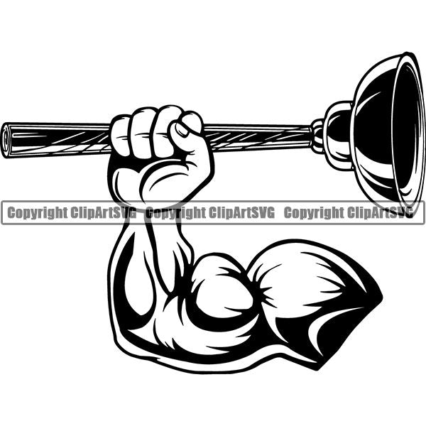 Plumbing Plumber Pipe Repair Service Plunger ClipArt SVG