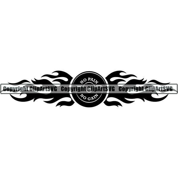 Gym Sports Bodybuilding Fitness Muscle Flame ClipArt SVG