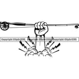 Sports Game Fishing Hunting Fish Hunt Fly Rod ClipArt SVG