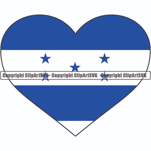 Country Flag Heart Honduras ClipArt SVG