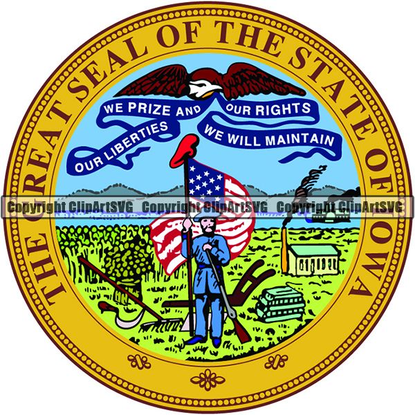 State Flag Seal Iowa ClipArt SVG