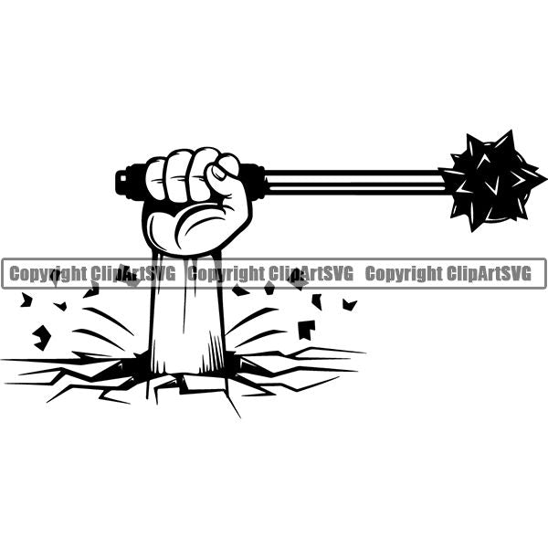 Viking Warrior Ball Mace ClipArt SVG