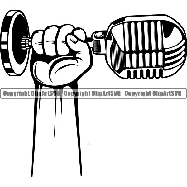 Microphone Mic Audio Music Record Broadcast Podcast Webinar Equipment Logo ClipArt SVG