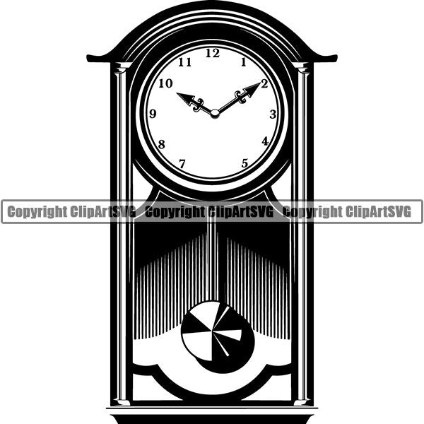 House Retro Grandfather Clock ClipArt SVG