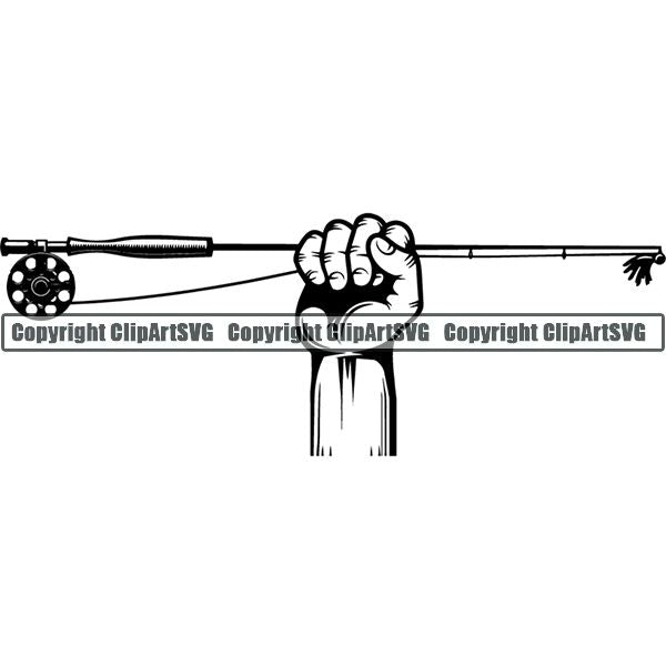 Sports Game Hunting Fishing Hunt Fish Fly Hand ClipArt SVG