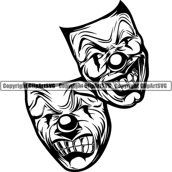 Skull Skeleton Mask Smile Now Cry Later Tattoo Tat ClipArt SVG