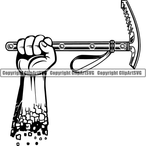 Mountain Climbing Rock Climber Pickaxe Ice Pick Axe ClipArt SVG