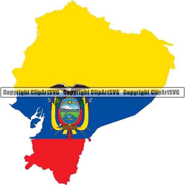 Country Flag Map Ecuador ClipArt SVG