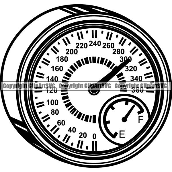 Sports Car Racing Speed RPM Guage ClipArt SVG