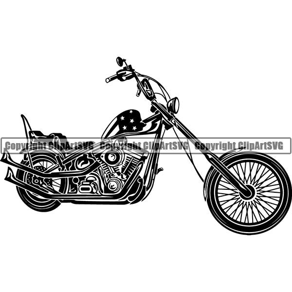Motorcycle Bike Chopper ClipArt SVG