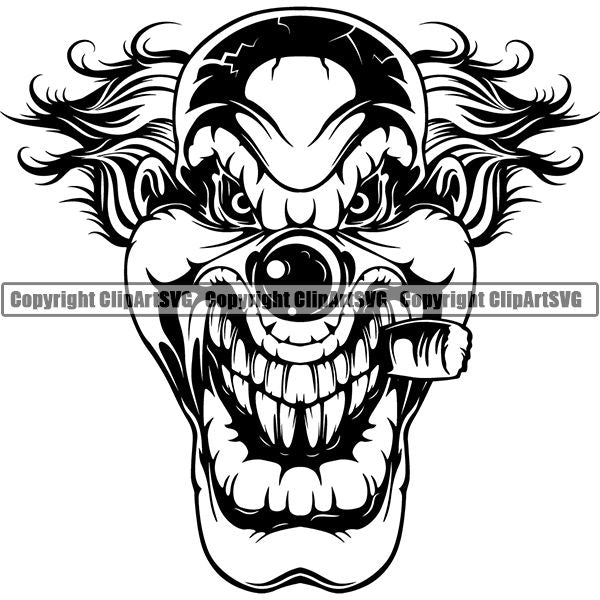 Evil Scary Clown ClipArt SVG