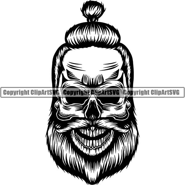 Viking Warrior Skull ClipArt SVG