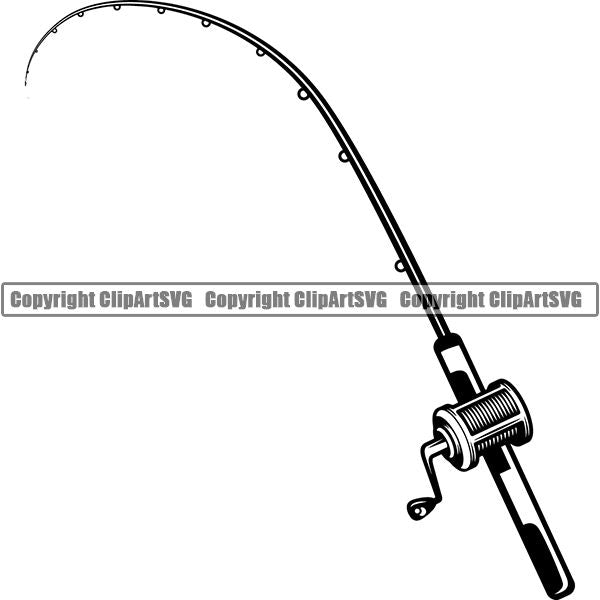 Sports Game Fishing Hunting Fish Hunt Reel Rod ClipArt SVG