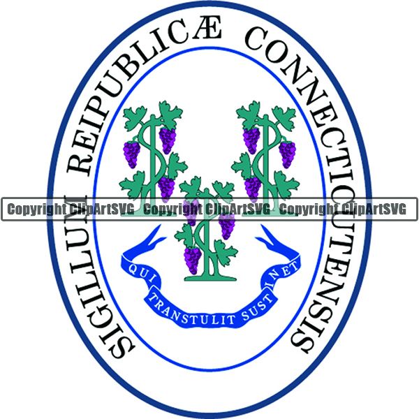 State Flag Seal Connecticut ClipArt SVG