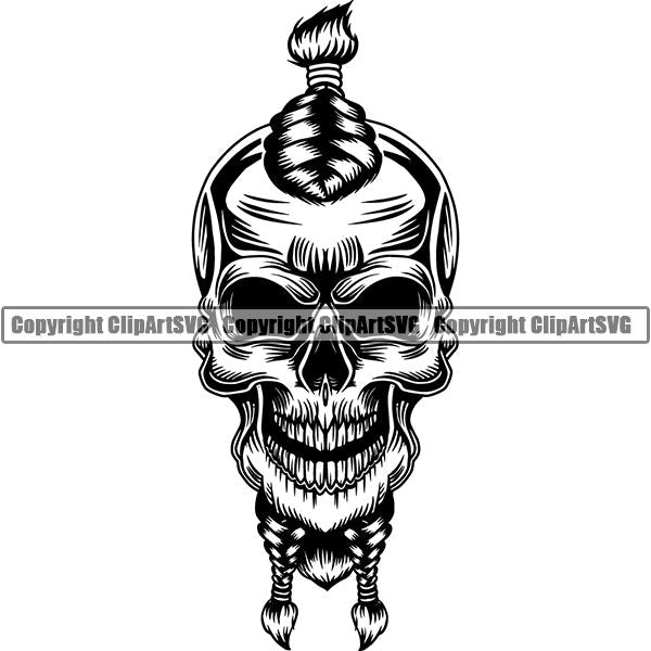Viking Warrior Skull ClipArt SVG