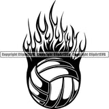Sports Game Volleyball Fire ClipArt SVG