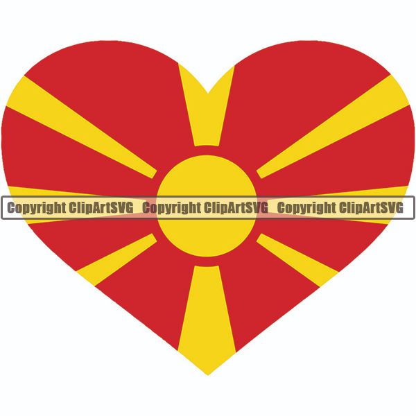 Country Flag Heart Macedonia ClipArt SVG