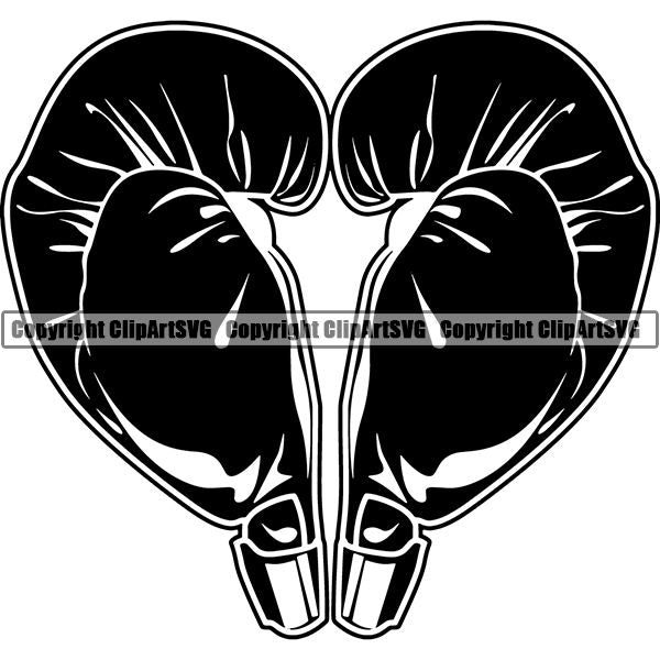 Sports Boxing Boxer MMA Fighter Gloves Heart ClipArt SVG