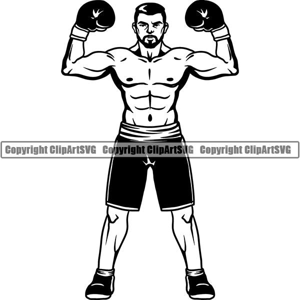Sports Boxing Boxer MMA Fighter ClipArt SVG